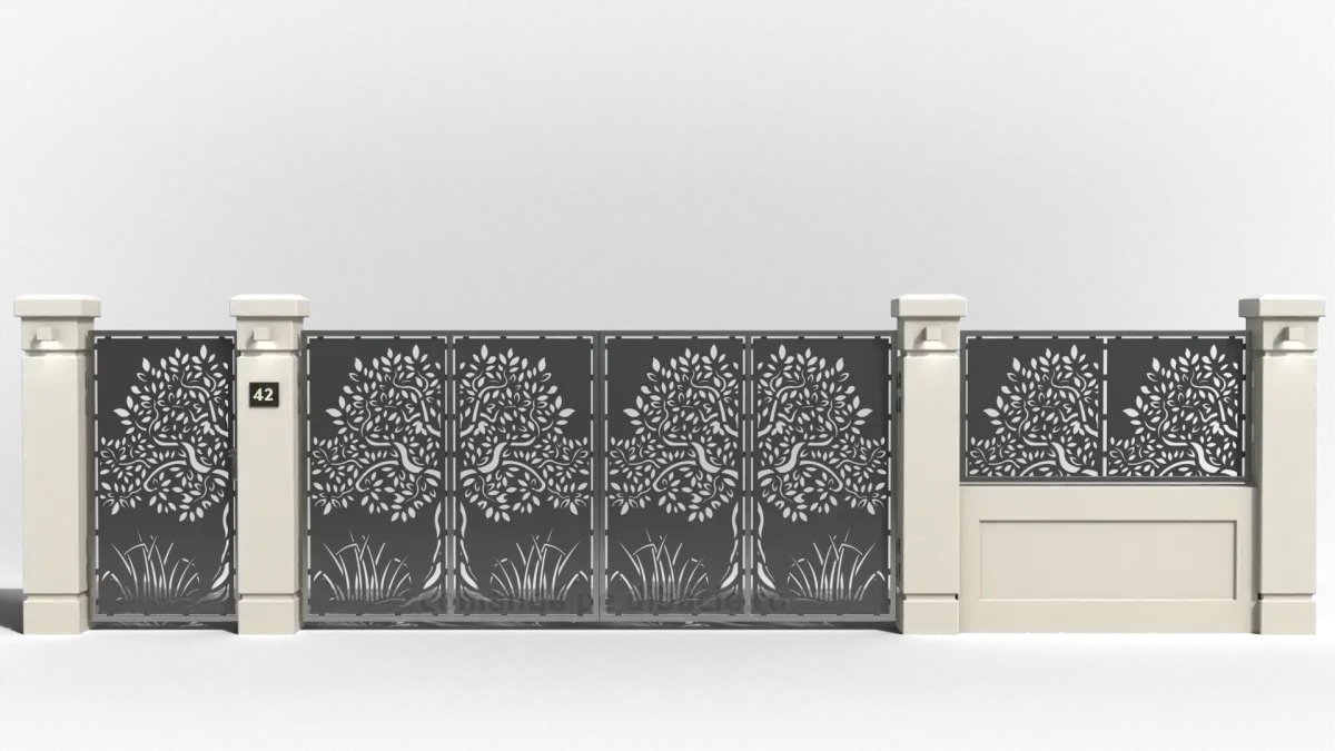 Panou poarta si gard metalic - Copacul vietii