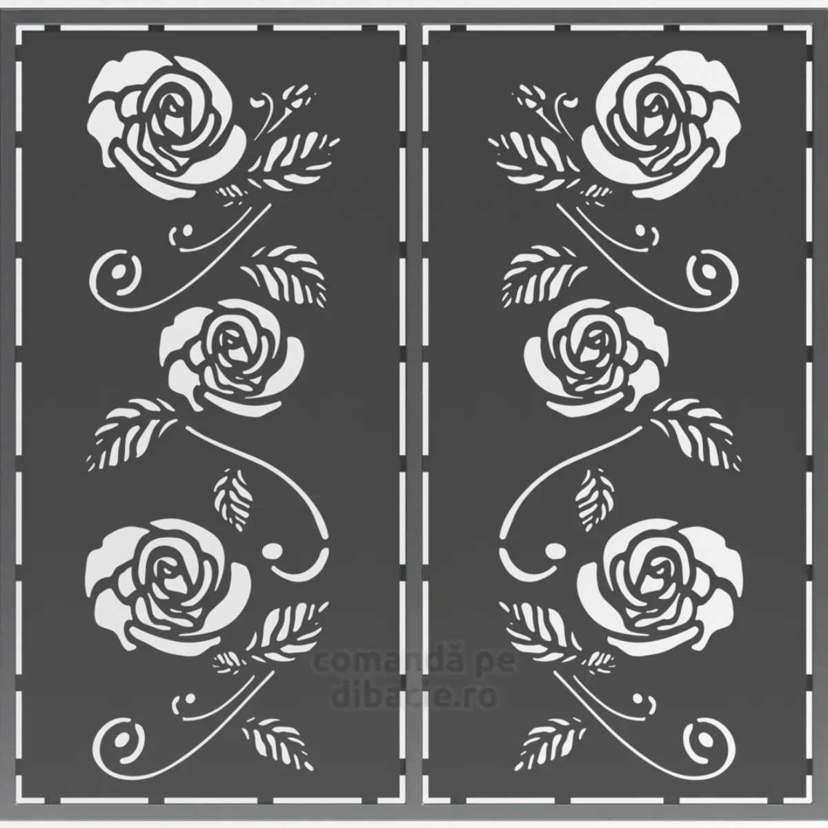Panou poarta si gard metalic - Trei trandafiri