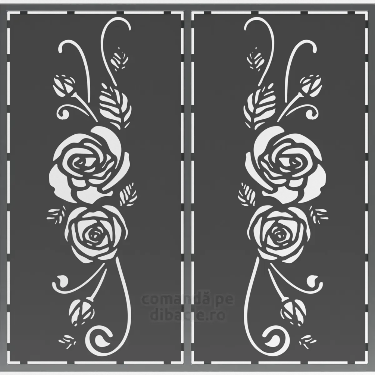 Panou poarta si gard metalic - Doi trandafiri