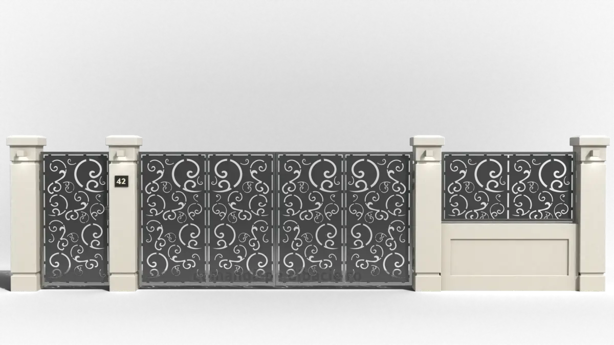 Panou poarta si gard metalic - Flori de mazare